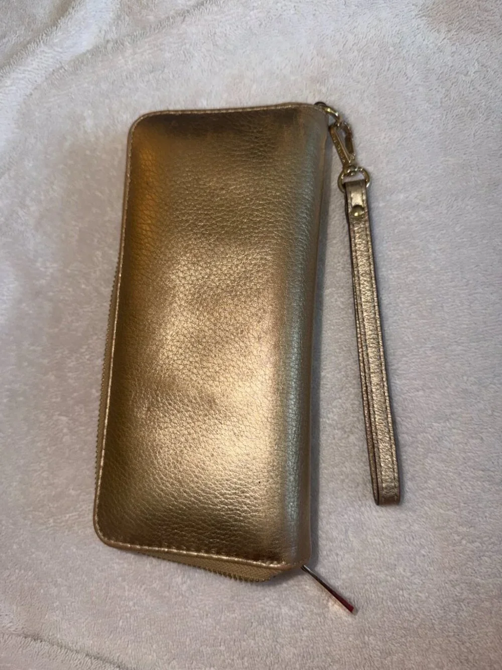 Michael Kors Jet Set Metallic Gold Leather Wristlet Continental Wallet